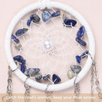 Pretty Jolly Crystal Stone Small Dream Catchers Blue Feathers Mini Dreamcatchers with Beads for Car Rear View Mirror Hanging Decoration Good Luck Travel Charm Little Bedroom Ornaments for Women Girls