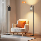 SIBRILLE Floor Lamp with Linen Shade, Dimmable Tall Standing Lamp with Remote Control & 3 Color Temperatures, Modern Floor Lamps for Living Room Bedroom Office Corner, 9W LED Bulb Included