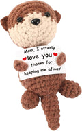 5 inch Positive Otter Handmade Knitted Wool Doll with Positive Card Inspiring Gifts for Cheer Up Emotional Support Encouragement Friends