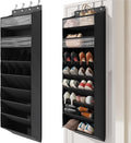 16-20 Pairs Over the Door Shoe Organizer, Clear Pockets Shoe Rack for Closet Door, Hanging Shoe Rack for Boots, Behind the Door Shoe Holder Fit All the Family's Sneakers, Boots, Heels, Black
