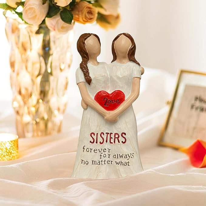 Sisters Gift from Sister - Sister Figurine for Women, Best Friends, Sister-in-Law - Friendship Gift for Christmas, Birthday & Mothers Day, Sculpted Hand-Painted Resin Statue