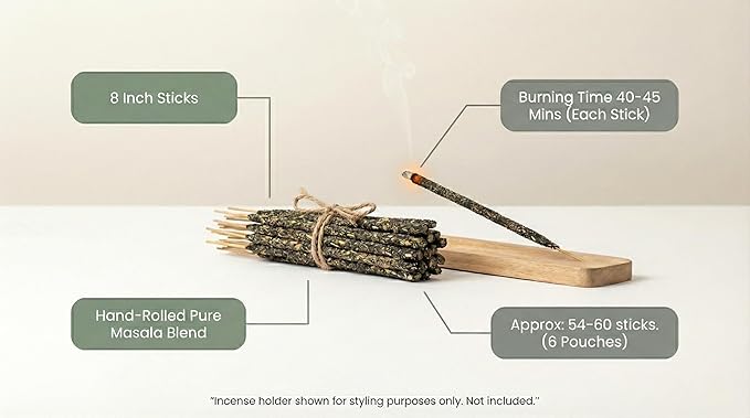 Satya Smudge Incense Stick – Hand-Rolled Indian Masala Incense for Meditation, Yoga & Spiritual Cleansing Pack of 6 (Palo Santo)