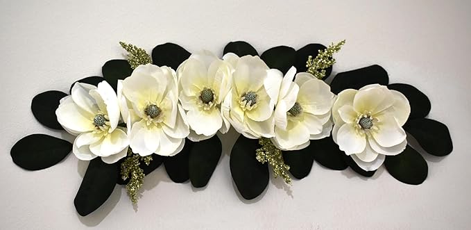 32" Cream Silk Magnolia Swag