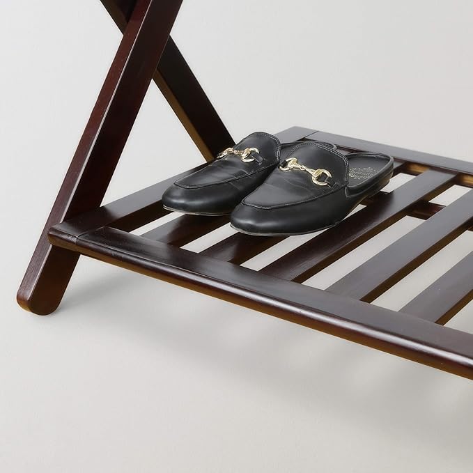 Casual Home Luggage Rack with Shelf, Espresso