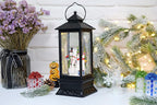 Wondise Lighted Musical Snow Globe Lantern with 6 Hour Timer, 12 Inches USB Powered & Battery Operated Spinning Water and Swirling Glitter Christmas Snow Globe Lantern Gifts(Snowman Family)