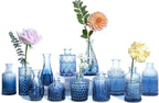 Glass Blue Bud Vases Set of 12, Mini Flower Vase for Centerpieces, Small Glass Vases in Bulk for Bridal Shower Decorations, Vintage Vase for Wedding, Party, Graduation, Home Table Décor