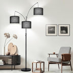 Dimmable Floor Lamp, 3 Light Arc Floor Lamp, Modern Tall Standing Tree Lamp with Black Shades & Heavy Base, 3000LM Cool White LED Bulbs, Bright Lighting for Living Room, Bedroom, Office & Reading