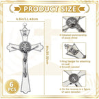 Leinuosen 6 Pcs Crucifix Wall Cross 8 Inch Saint Benedict Enamel Crucifix Metal Sacred Catholic Cross Saint Benedict Metal Wall Art for Spiritual Faith Gift Blessing Baptism Rosary Holy Decor