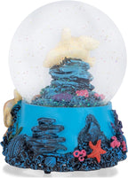Elanze Designs Coral Reef Sea Turtles 100MM Sturdy Wind Up Musical Glitter Water Snow Globe Tabletop Dresser Nightstand Figurine Decoration Plays Tune Wonderful World