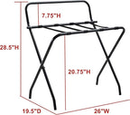 Kings Brand Furniture - Metal Foldable Luggage Rack, Suitcase Stand with Back, Black