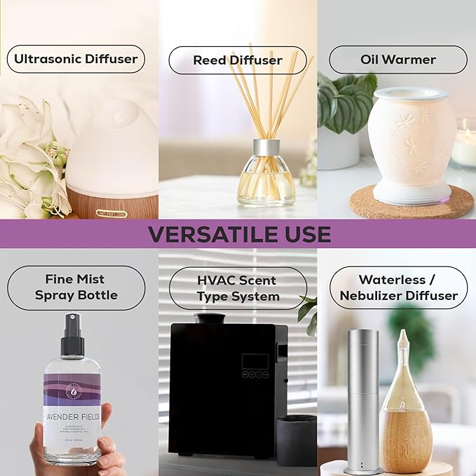 Aroma Country Lavender Fields Diffuser Oil - Luxury Essential Oils for Diffuser Refill & Air Freshener Room Spray - Long-Lasting & Natural Home Fragrance, Scented Oil for Diffusers (8.5 Fl. oz)