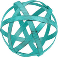 Metal Decorative Sphere for Home Decor - Decorative Balls for Shelves, Centerpiece Bowls, Bookshelf - Decoration Orbs Accents for Living Room, Bedroom - Distressed Teal Shelf Spheres