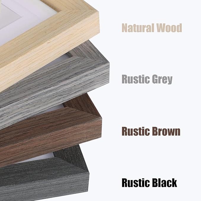 Egofine 8x10 Picture Frame Set of 4, Made of Solid Wood Multicolor Photo Frames Covered by Plexiglass 4x6 and 5x7 with Mat or 8x10 without Mat, for Table Top Display and Wall Mounting Mixed Colors