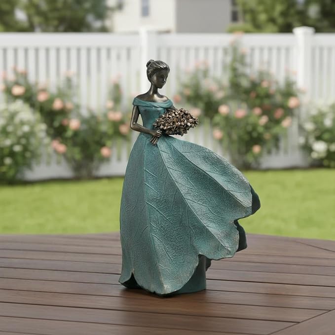 Guichifun Fairy Statue Collection Home Decoration - Leaf Angel Girls Resin Home Garden Patio Decor Memorial Gift for Mom Outside or Inside Outdoor Yard Decorations Figurines 7.5 x 4.5 x 11.5 Inch