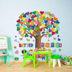 Adduster 108 Sheet Tree Bulletin Board Set - Classroom Tree Bulletin Board Set Heart Cutouts Classroom Bulletin Wall Decor Supplies for School Elementary Teacher Chalkboards (multi-colored)