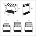 Luggage Rack, Folding Luggage Rack for Guest Room, White Bamboo Suitcase Stand Holds up to 131 lb, Luggage Stand with Storage Shelf for Hotel, Bedroom (1 Pack)