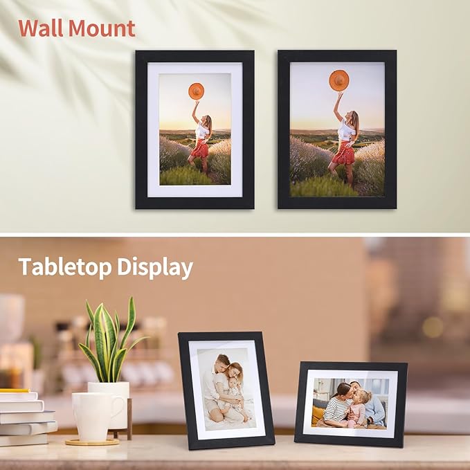 Lyeasw 4x6 Picture Frames Black Set of 15, Display Pictures 4x6 with Mat or 5x7 without Mat, Multi Photo Frames for Wall Hanging or Tabletop