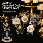 Artliving 3" Clear Plastic Stand Cookie Holder Display Stand Place Card Holder Display Easels at Weddings, Birthday Party(24 Pack)