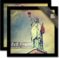 100% Solid Wood 8x8 Frame Set of 2, Black Square Picture Frame for 8 x 8 Picture Poster Photo, Light Weight 8by8 HQ Matte Black Frame for Wall - 2 Pack/Black/8"x8"