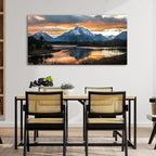 Extra Large Mountain Wall Art for Living Room Sunset Nature Grand Teton Wall Decor National Park Posters Wyoming Snake River Landscape Canvas Prints Artwork for Bedroom Office Home Decoration 35x70"