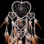 WESTONETEK Large Handmade Dream Catcher Traditional Dreamcatcher Feather Wall Hanging Decoration Ornaments Five Hearts Beige
