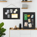 AKTOP 2-Pack Black Cork Board with Linen 16.7" X 11", Small Framed Bulletin Board for Wall, Hanging Pin Board Picture Board for Home Office Decor, Cute Vision Board with 25 Pushpins