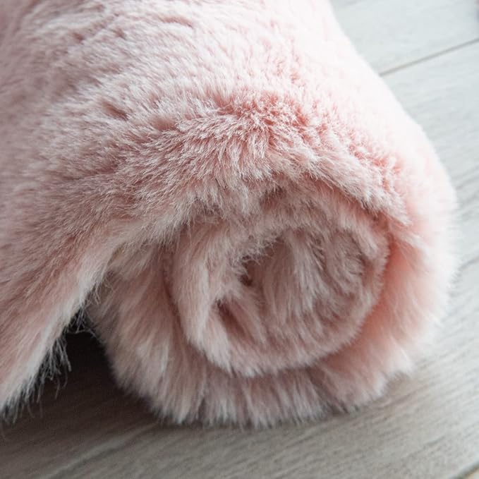 Pink Washable Fluffy Rug 5x7 Area Rugs for Bedroom Plush Faux Rabbit Shag Fur Rug for Living Room Nursery
