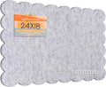 Lightomorrow Scalloped Bulletin Board, 24 x 18 Inches Felt Pin Board - Decorative Cork Alternative for Wall, Foldable Picture Self-Adhesive Vision Prayer Board with 20 Pushpins - Marble White