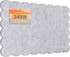 Lightomorrow Scalloped Bulletin Board, 24 x 18 Inches Felt Pin Board - Decorative Cork Alternative for Wall, Foldable Picture Self-Adhesive Vision Prayer Board with 20 Pushpins - Marble White
