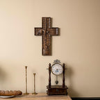 BGCOPPER Crucifix Wall Cross Handmade Wooden Cross with Hook, Christian Wall Art Jesus Wall Cross Gifts for Church Home Room Decor Christmas Cross - 10 Inch