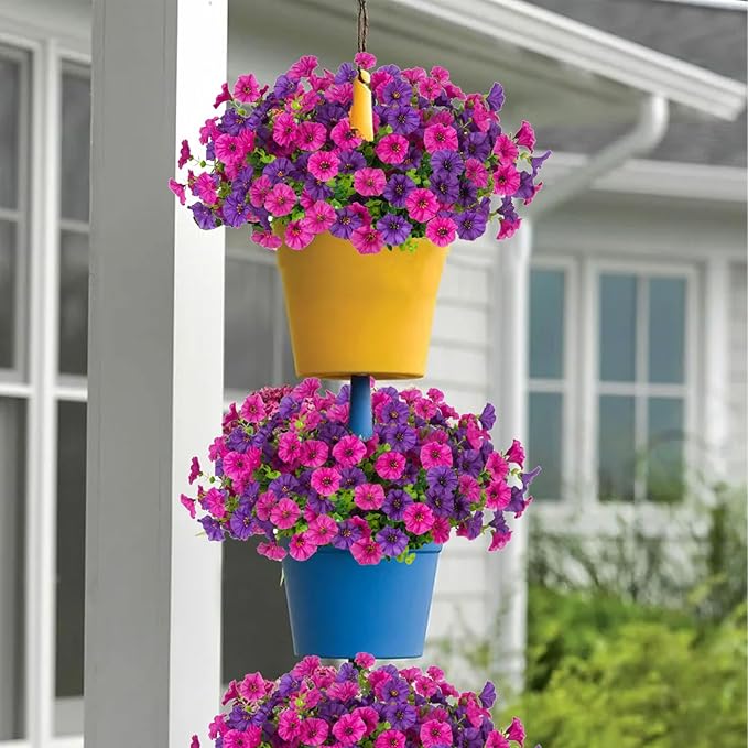 12 Bundles Morning Glory Artificial Flowers for Outdoor Decoration UV Resistant Fake Plastic Plants Artificial Greenery for Indoor Outdoor Garden Patio Window Box Home Decor