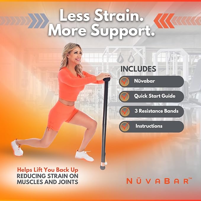 NüvaBar Portable Resistance Band Bar System – Full Body Workout Equipment for Home, Gym, Travel