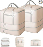 DIMJ Comforter Storage Bag - 120L Large Blanket Storage Compression Bags with Handles, Washable Clothes Storage Totes for Moving Closet, Space Saving Organizer for Bedding Comforter Blanket