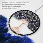 Pretty Jolly Fairy Blue Tree of Life Dream Catcher Wall Decor with Healing Crystal Stone Handmade Feather Dream Catchers Decoration Wall Hanging Bedroom Living Room Wedding Party Home Decor-25.6"