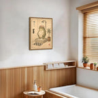 Funny Japanese Frog Bathroom Wall Art Whimsical Frog Shower Wall Decor 12x16 inch Wood Framed, Eclectic Japan Animal Bathroom Poster Painting Canvas Prints Aesthetics