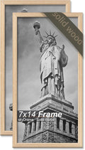 Natural Solid Wood 7x14 Picture Frame, Display 7 x 14 Inch Picture Poster Photo, Vertical & Horizontal Wall Hanging - 2 Pack/Natural/7"x14"
