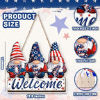 Wooden 4th of July Decorations Patriotic Wreaths for Front Door Independence Day Decorations Star Sign Welcome Memorial Day Hanging for Home Wall Decor Outdoor Indoor Red White and Blue Wreath 9