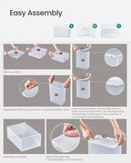 SONGMICS Shoe Boxes, Pack of 18 Shoe Storage Organizers, Stackable Clear Plastic Boxes for Closet, Sneakers, 13.1 x 9.1 x 5.6 Inches, Transparent and White ULSP18SWT