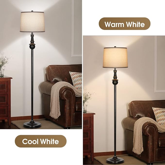 Drum Lampshades Set of 2, Fabric Lampshades for Table Lamps Floor Lamps, Medium Lampshades 11.6" Top x 12.6" Bottom x 9.8" High, Easy Assembly Shades Replacement, Natural Linen Hand Crafted (Spider)