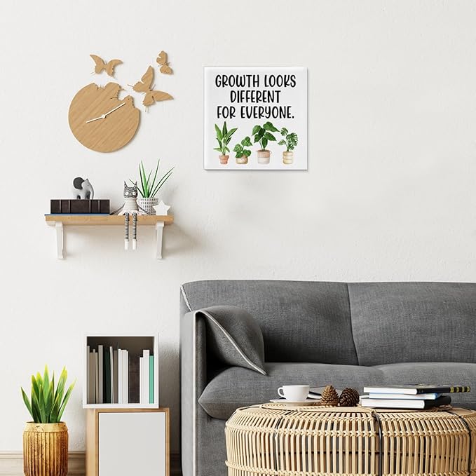 Motivational Wall Art Classroom Decor, Inspirational Mental Health Posters for Therapy Counseling Office, Growth Looks Different for Everyone Canvas Painting Artwork (8 X 8 Inches, Framed)