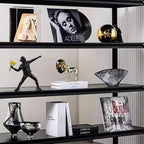 Banksy Street Graffiti Art Statue,Throwing Flower Boy Figurine,Resin Statue Ornaments,Living Room Dining Desk Decorations,Bookshelf Decorative Objects,Modern Home Decor(8.6"/Black)
