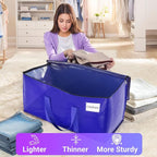Moving Storage Bags, Moving Supplies Packing Boxes for Moving, Camping, College Dorm Room Essentials for Girls, Blue Tote Bags, Heavy-Duty Storage Bins With Lids And Zippers, 125L 2 Pack