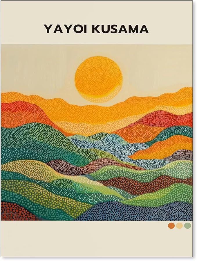 Yayoi Kusama1986 Wall Art Japanese Gallery Exhibition Wall Decor Yayoi Kusama Poster Abstract Landscape Canvas Print for Japanese Home Bedroom Decorations Artwork8x10in Unframed