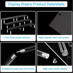 HENABLE Black 14.8 IN Large Acrylic Perfume Organizer Stand, Clear Display Risers for Perfume, Cologne, Cosmetic, Skincare, Funko POP, Dessert Display, Cupcake Stand Holder
