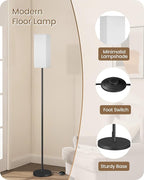 2Pack Floor Lamp, Pole Lamp with Foot Switch, Modern Standing Lampshade, Minimalist Freestanding Lamp (Bulb Not Included), for Living Room, Bedroom, Office, Black and White CW07LDP205