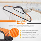 Plastic Hangers 50 Pack, Cascading Slim Space Saving Clothing Hangers with 360° Rotating Hook, Non Slip Clothes Hangers for Sweater Shirt, Heavy Duty Coat Hanger with Inner Hook for Closet, Black