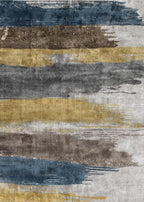 Ciicool Abstract Area Rug Indoor, 3x5 Washable Entryway Rug, Modern Soft Throw Rug with Non-Slip Backing Ideal for Bedroom Living Room Entrance Kitchen, Low-Pile Floor Carpet Doormat Yellow Blue Grey