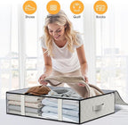 StorageRight Under Bed Storage Bags 6 Pack, 40L Large Clothes & Comforter Storage Containers with Clear Window, Breathable Fabric Organizer for Blankets, Bedding, Seasonal Clothing, White