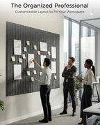 Aothia 12-Pack Felt Bulletin Board Tiles 48"x36", Modular Pin Board for Smooth Walls, Cork Board Alternative for Notes & Photos, 0.35" Thick, 70 Adhesive Tabs & 40 Pins, Charcoal Gray