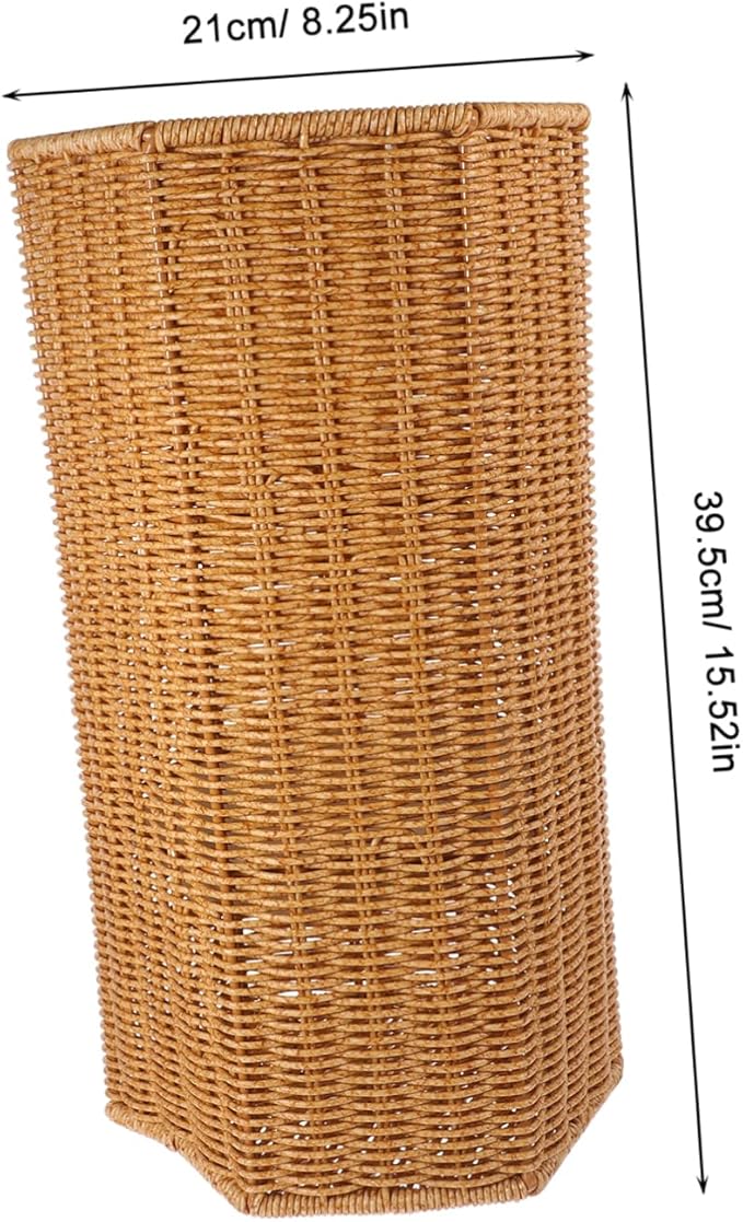 IMIKEYA Woven Umbrella Stand for Entryway Rattan Umbrella Stand Holder Umbrella Wood Base Basket With Dip Tray Canes Walking Sticks Holder Trash Can for Home Office Round